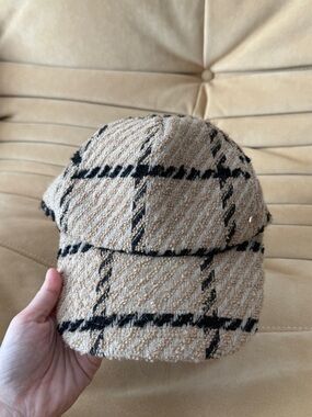Anine bing beige tweet plaid cap